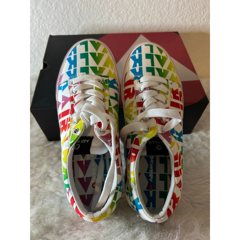 NIB $60 Airwalk Alya-J Rainbow Print Tennis Sneaker Shoes Women Size 8